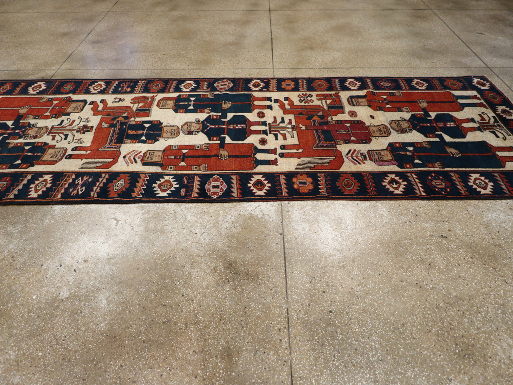Vintage Persian Bakhtiari Pictoral Rug, No.28368 - Gss