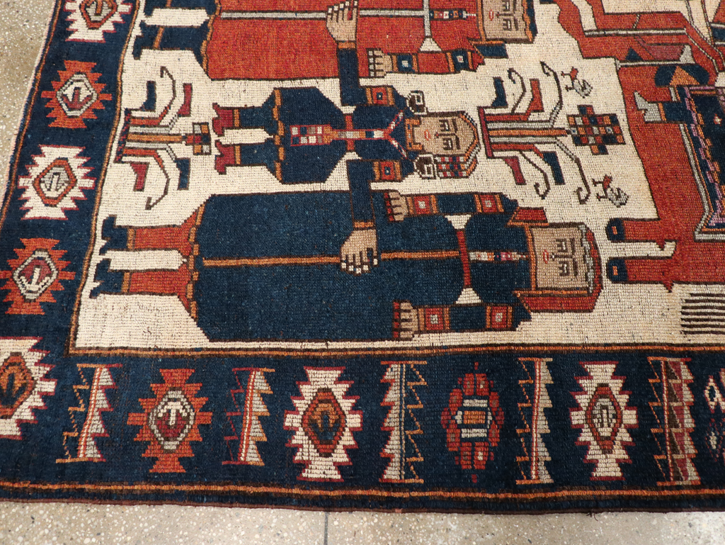 Vintage Persian Bakhtiari Pictoral Rug, No.28368 - Gss