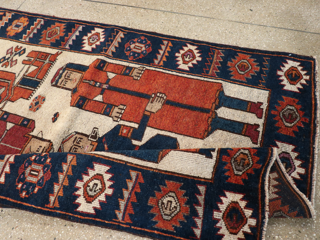 Vintage Persian Bakhtiari Pictoral Rug, No.28368 - Gss
