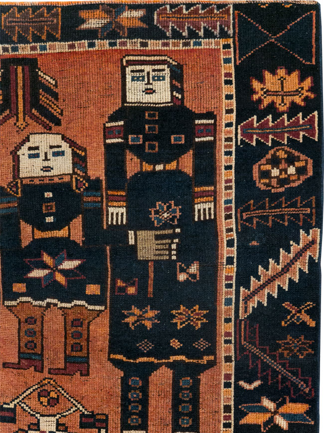 Vintage Persian Bakhtiari Pictorial Rug, No.28369 - Gss