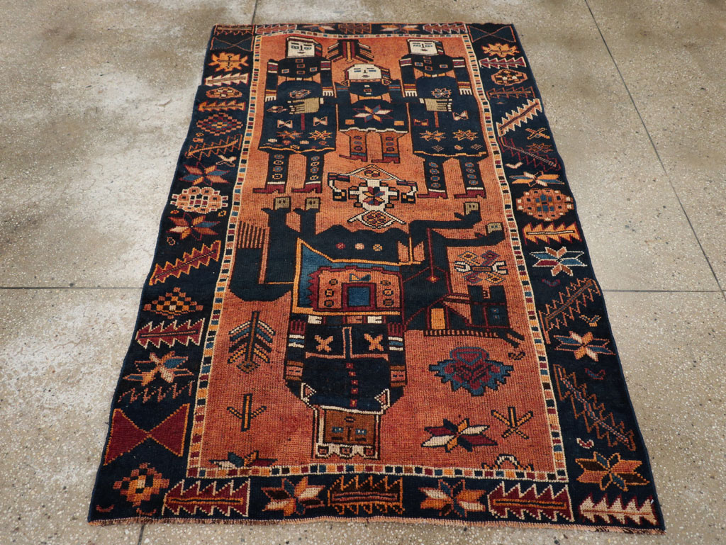 Vintage Persian Bakhtiari Pictorial Rug, No.28369 - Gss