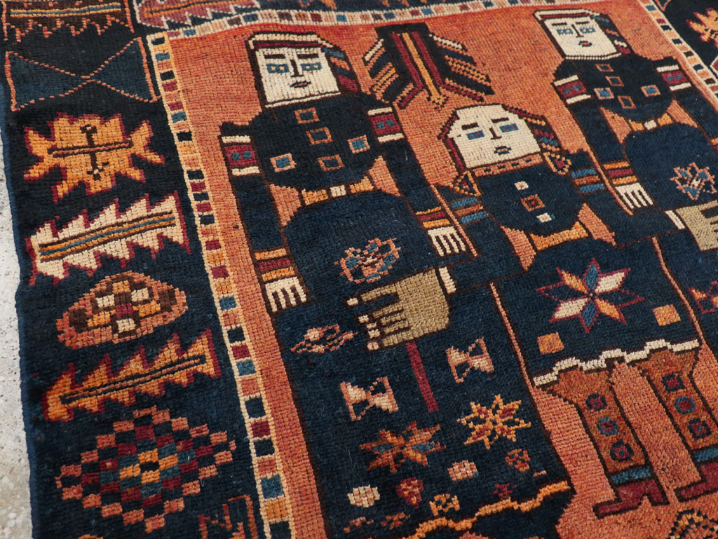 Vintage Persian Bakhtiari Pictorial Rug, No.28369 - Gss