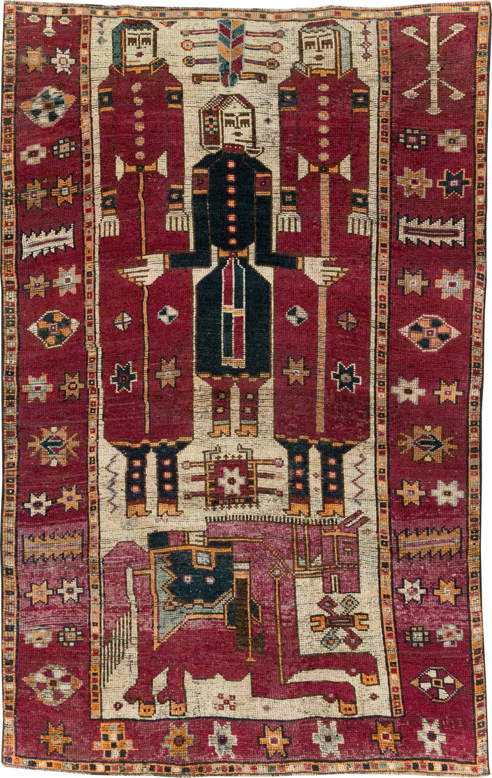 Vintage Persian Bakhtiari Pictorial Rug, No.28370 - Gss