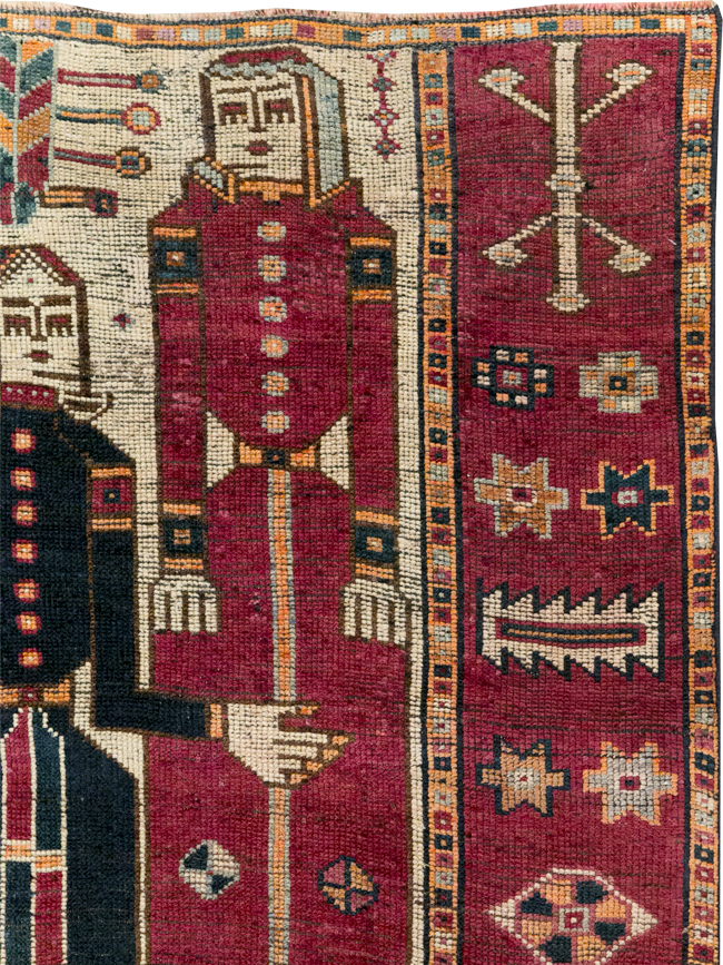 Vintage Persian Bakhtiari Pictorial Rug, No.28370 - Gss