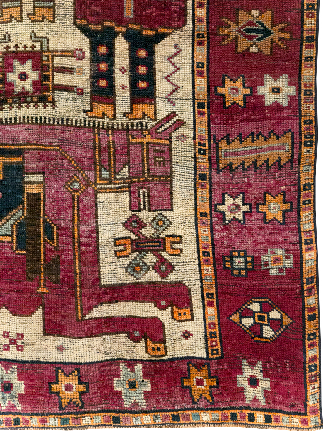 Vintage Persian Bakhtiari Pictorial Rug, No.28370 - Gss