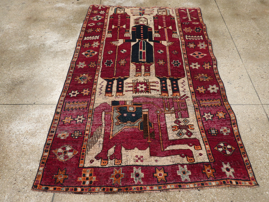 Vintage Persian Bakhtiari Pictorial Rug, No.28370 - Gss