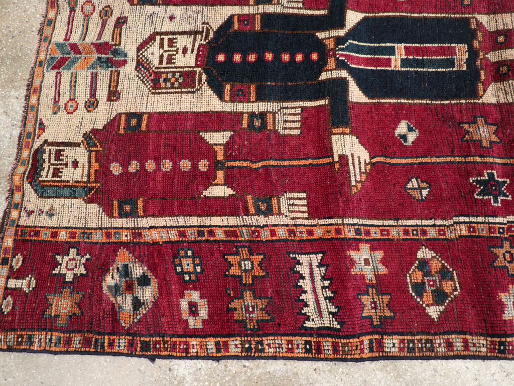 Vintage Persian Bakhtiari Pictorial Rug, No.28370 - Gss