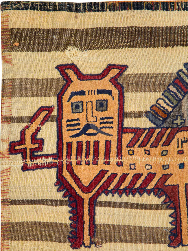 Vintage Persian Pictorial Souf Flatweave Kilim Throw Rug, No.28412 - Gss