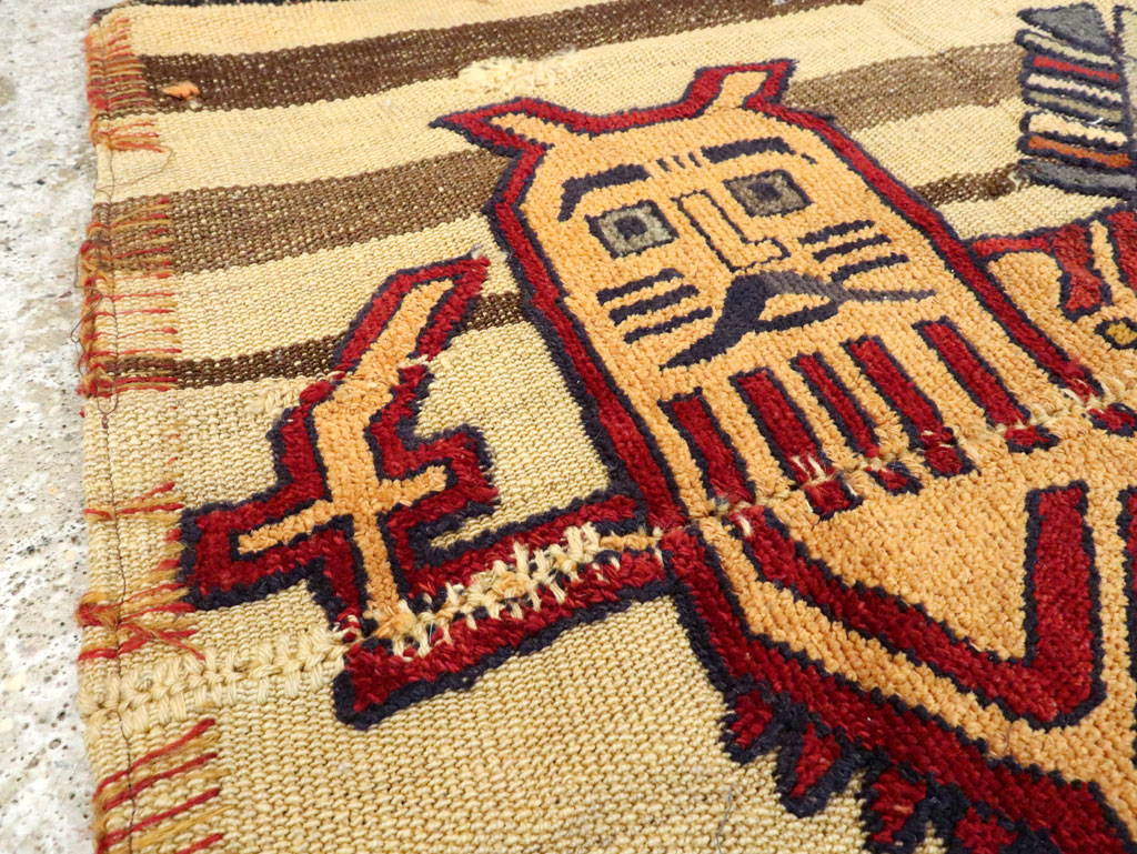 Vintage Persian Pictorial Souf Flatweave Kilim Throw Rug, No.28412 - Gss