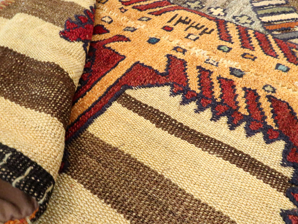 Vintage Persian Pictorial Souf Flatweave Kilim Throw Rug, No.28412 - Gss