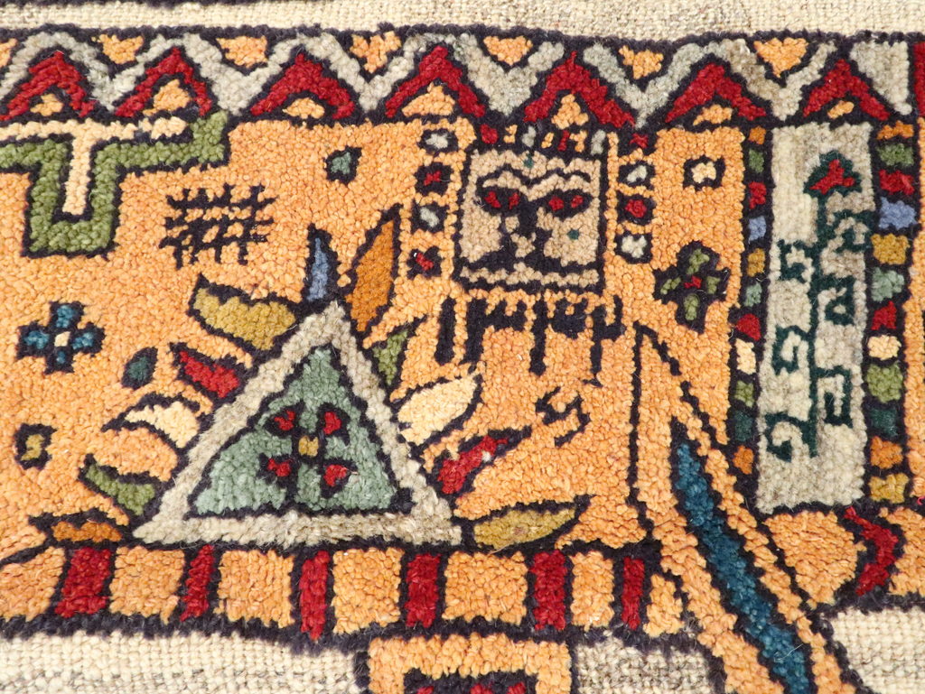 Vintage Persian Pictorial Souf Flatweave Kilim Throw Rug, No.28413 - Gss