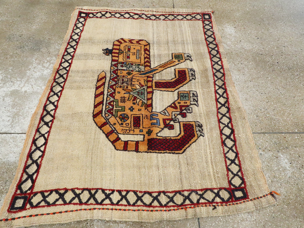 Vintage Persian Pictorial Souf Flatweave Kilim Throw Rug, No.28413 - Gss