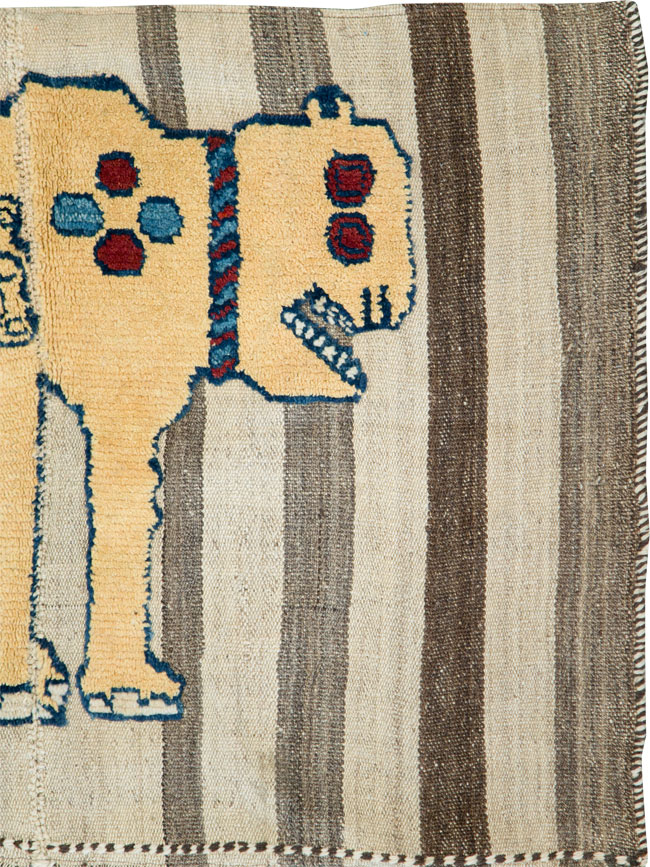 Vintage Persian Pictorial Souf Flatweave Kilim Throw Rug, No.28415 - Gss