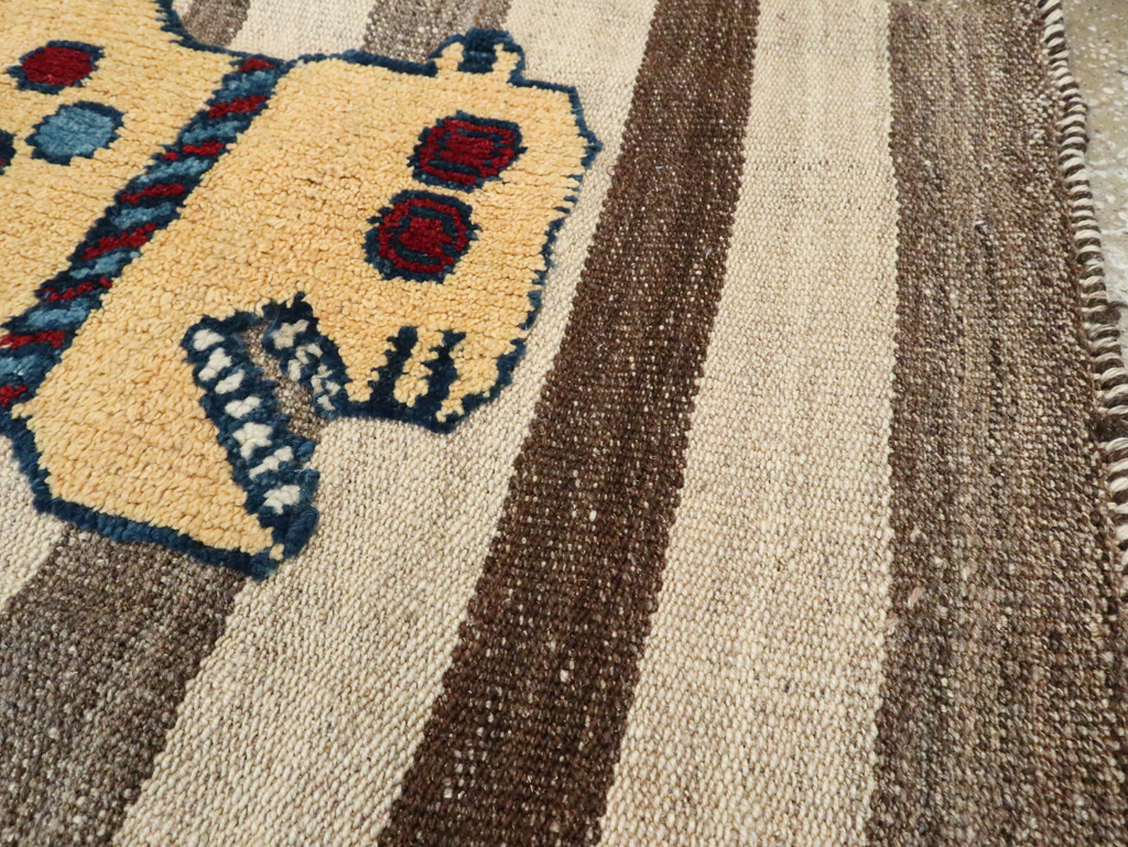 Vintage Persian Pictorial Souf Flatweave Kilim Throw Rug, No.28415 - Gss
