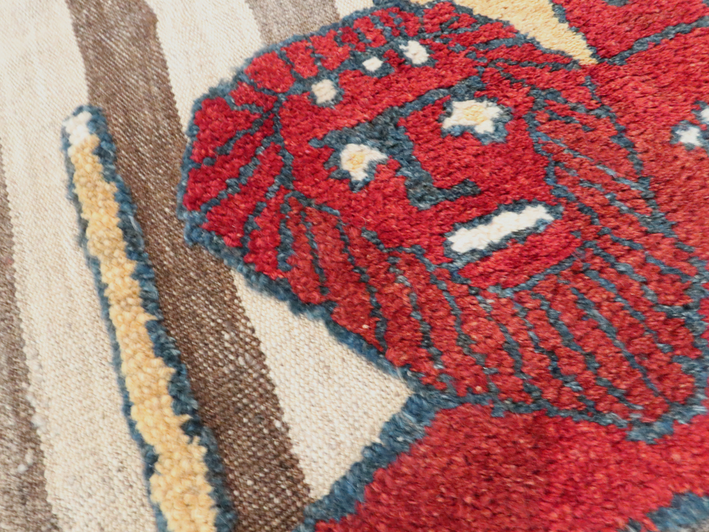 Vintage Persian Pictorial Souf Flatweave Kilim Throw Rug, No.28416 - Gss