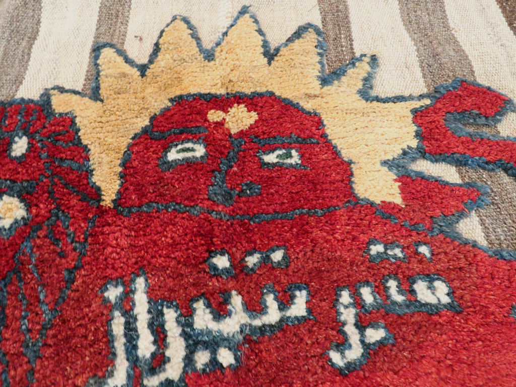 Vintage Persian Pictorial Souf Flatweave Kilim Throw Rug, No.28416 - Gss