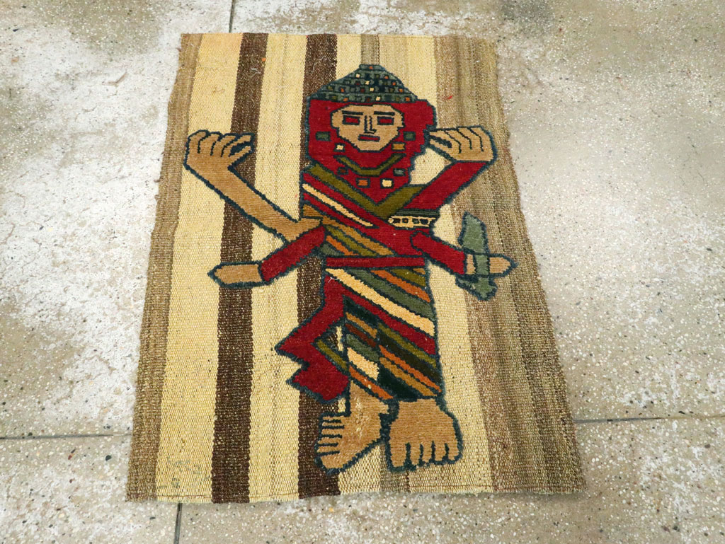 Vintage Persian Pictorial Souf Flatweave Kilim Throw Rug, No.28417 - Gss