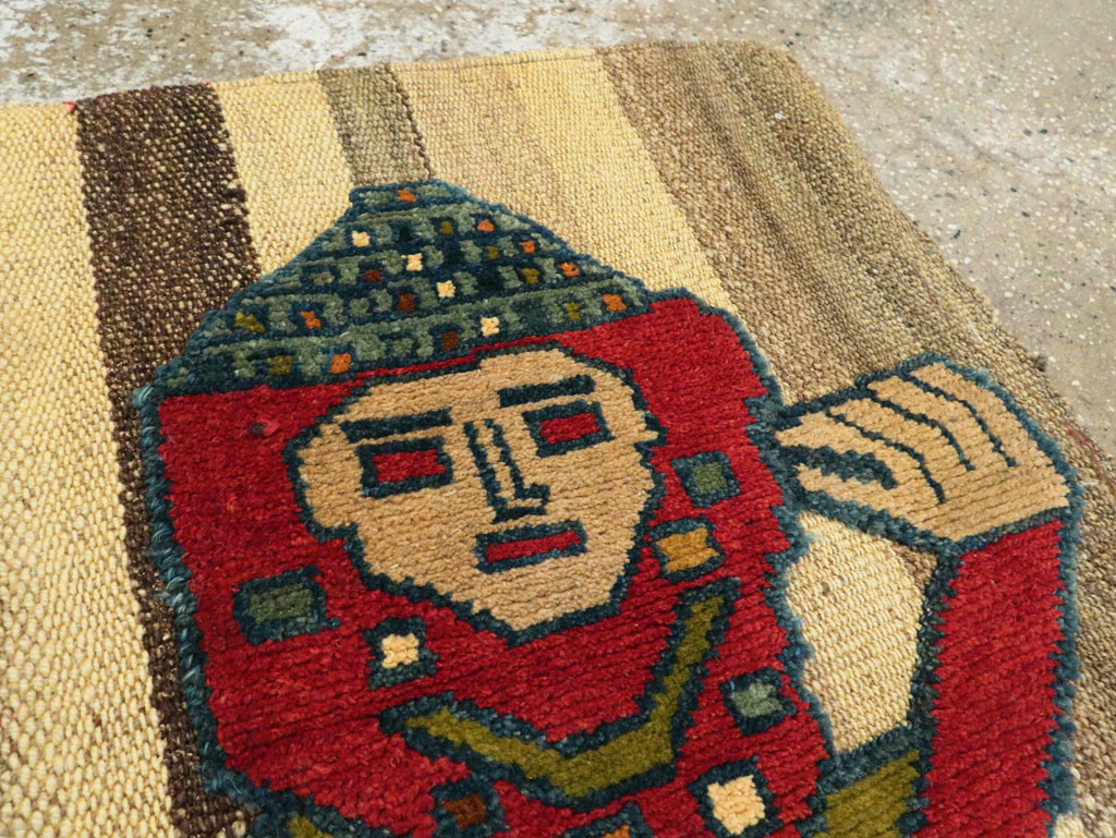 Vintage Persian Pictorial Souf Flatweave Kilim Throw Rug, No.28417 - Gss