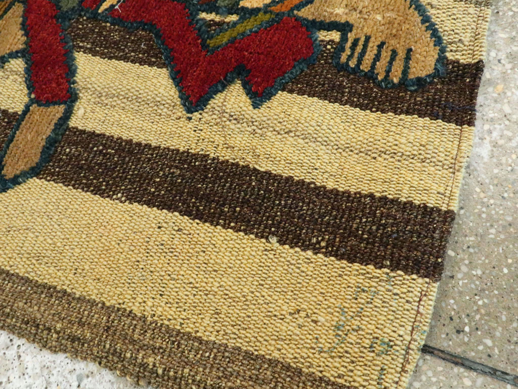 Vintage Persian Pictorial Souf Flatweave Kilim Throw Rug, No.28417 - Gss