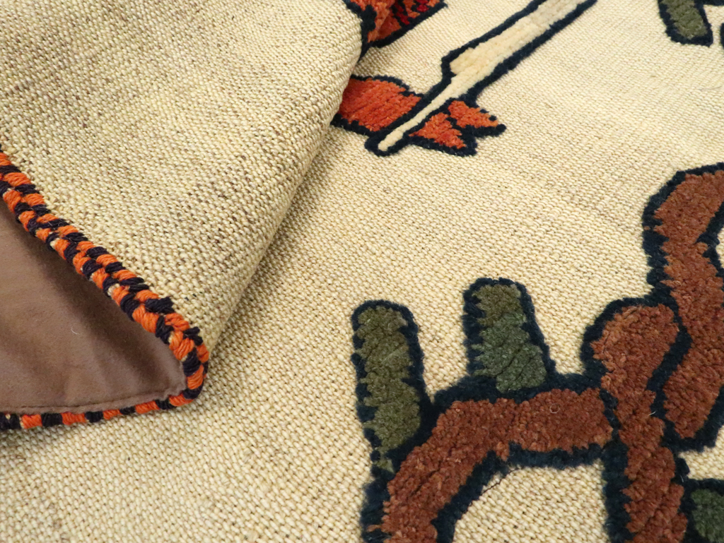 Vintage Persian Pictorial Souf Flatweave Kilim Throw Rug, No.28419 - Gss