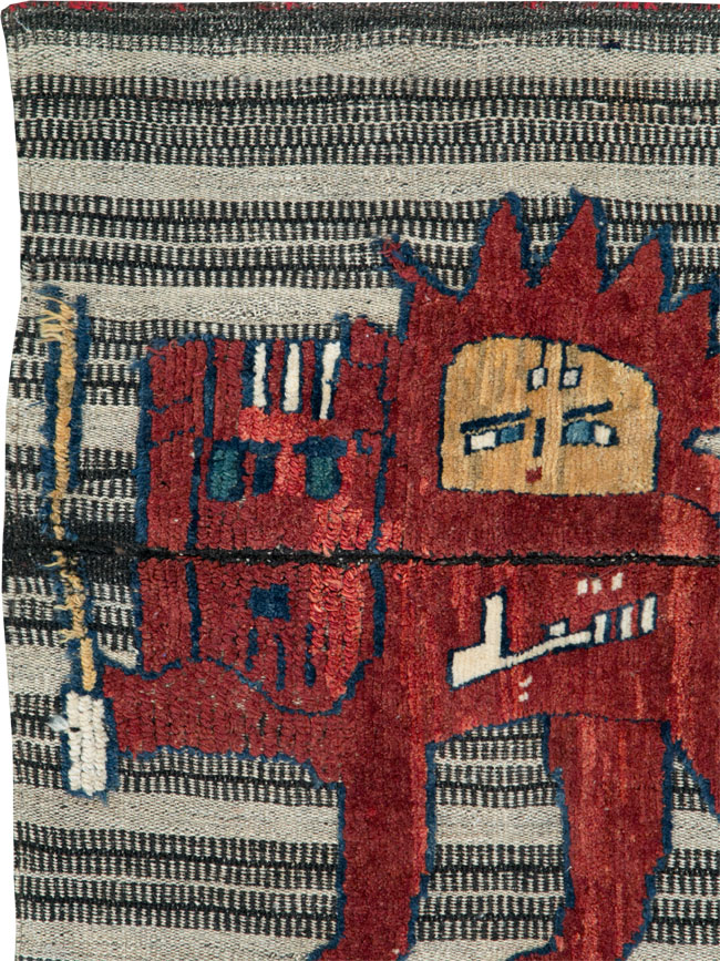 Vintage Persian Pictorial Souf Flatweave Kilim Throw Rug, No.28420 - Gss