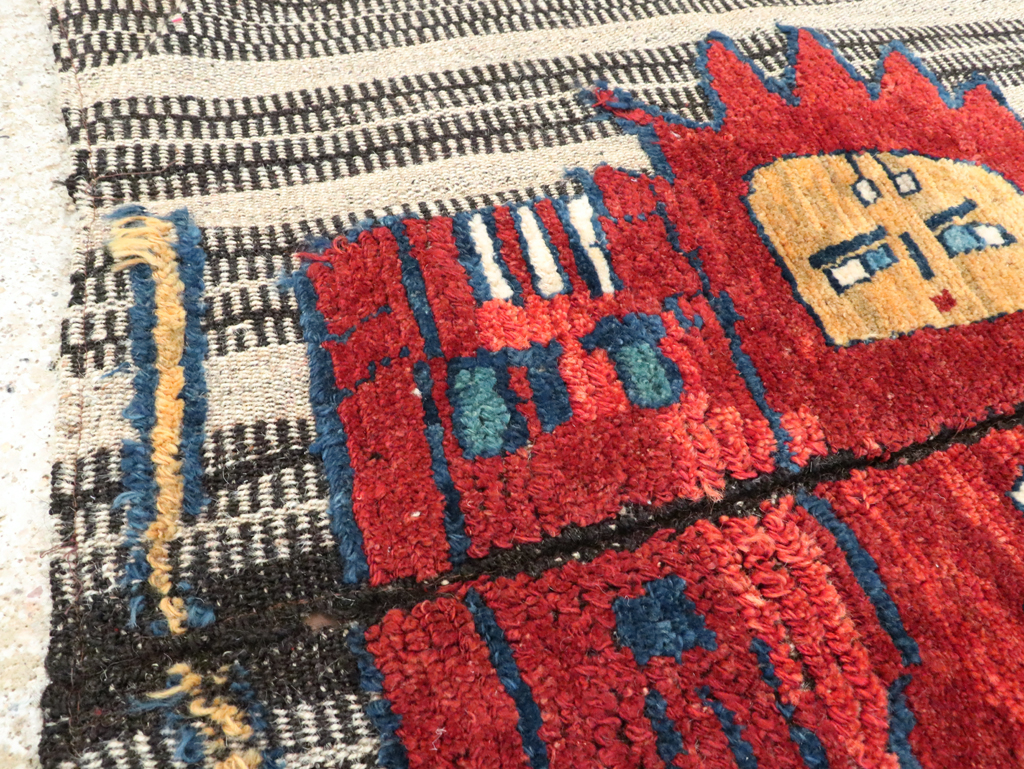 Vintage Persian Pictorial Souf Flatweave Kilim Throw Rug, No.28420 - Gss