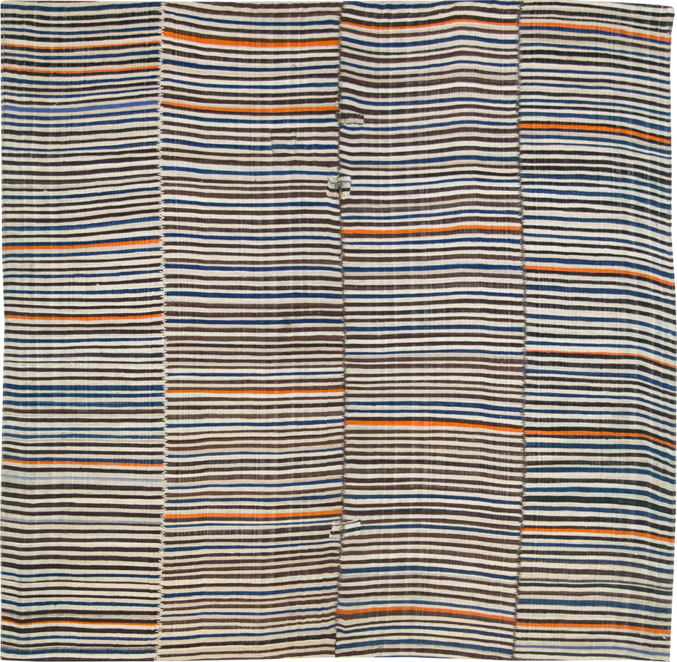 Vintage Persian Flatweave Kilim Square Accent Carpet, No.28421 - Gss