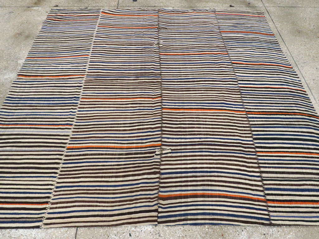 Vintage Persian Flatweave Kilim Square Accent Carpet, No.28421 - Gss