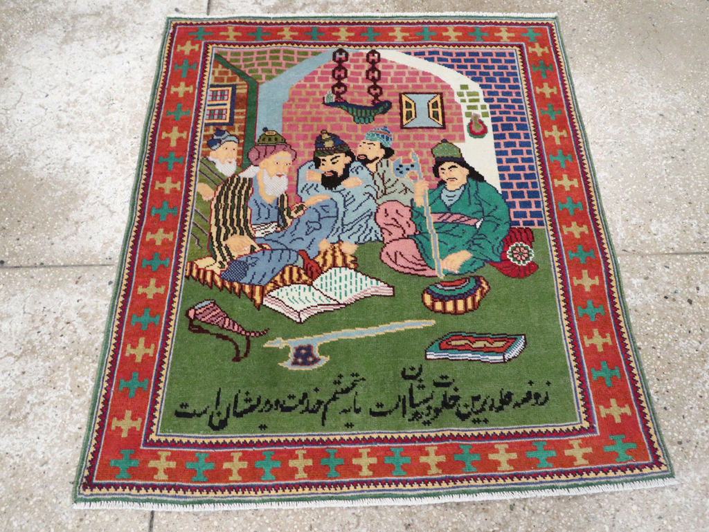 Vintage Persian Tabriz Pictorial Rug, No.28431 - Gss
