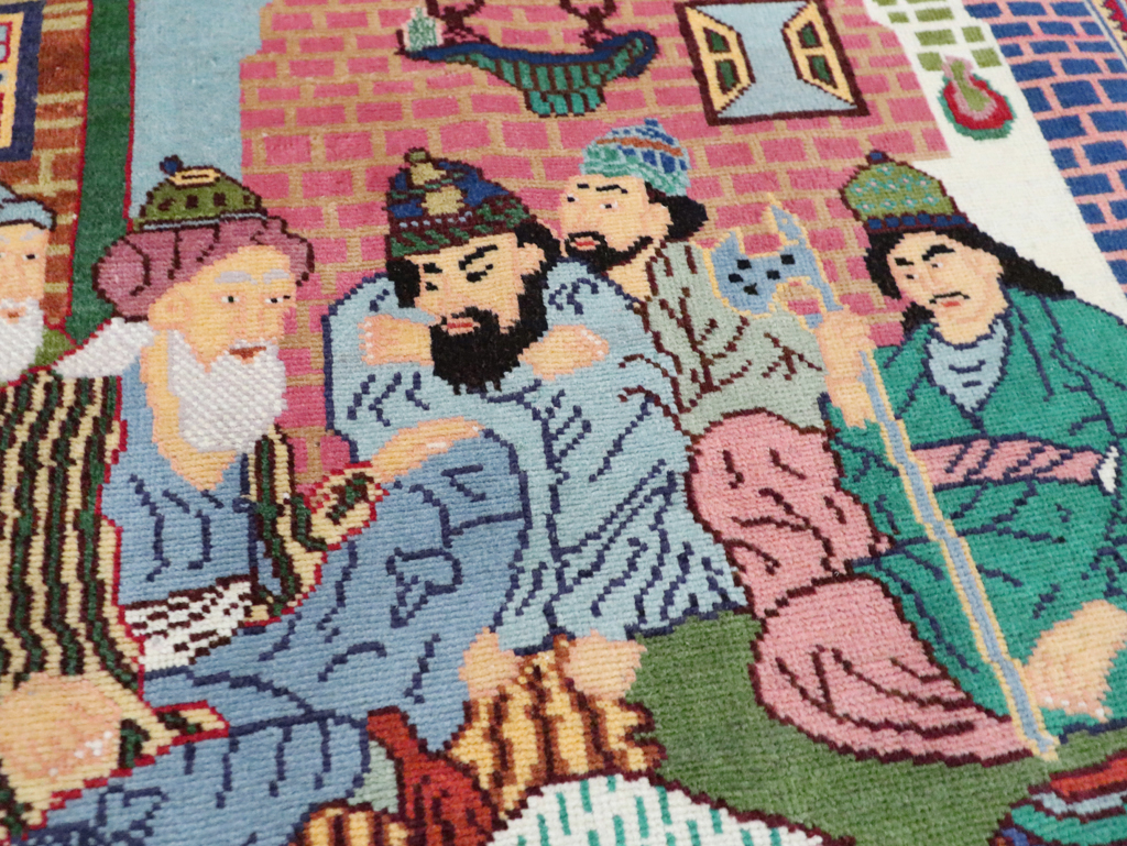 Vintage Persian Tabriz Pictorial Rug, No.28431 - Gss