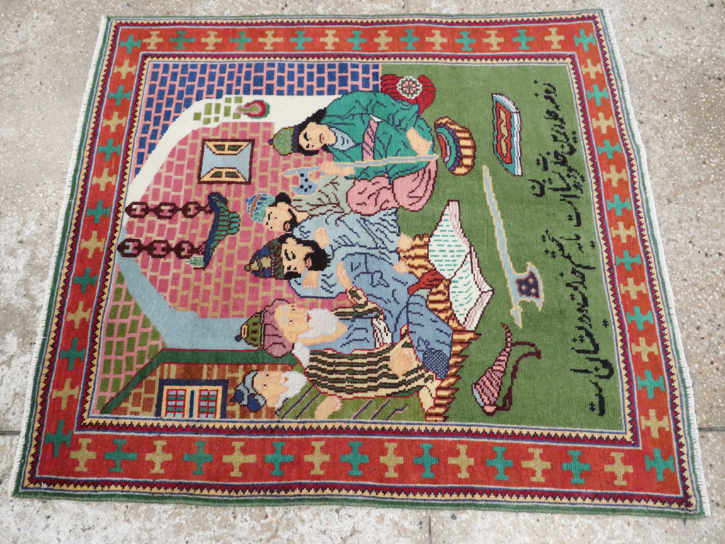 Vintage Persian Tabriz Pictorial Rug, No.28431 - Gss