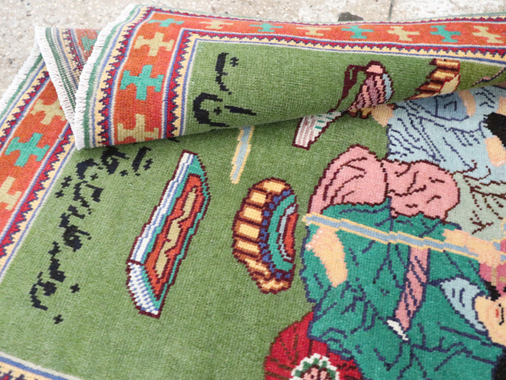 Vintage Persian Tabriz Pictorial Rug, No.28431 - Gss