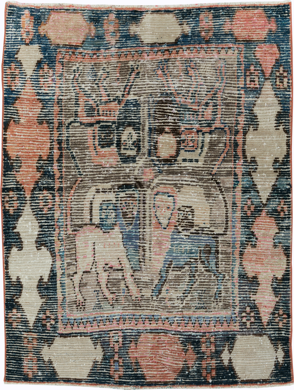 Vintage Persian Pictorial Gabbeh Accent Rug, No.28435 - Gss