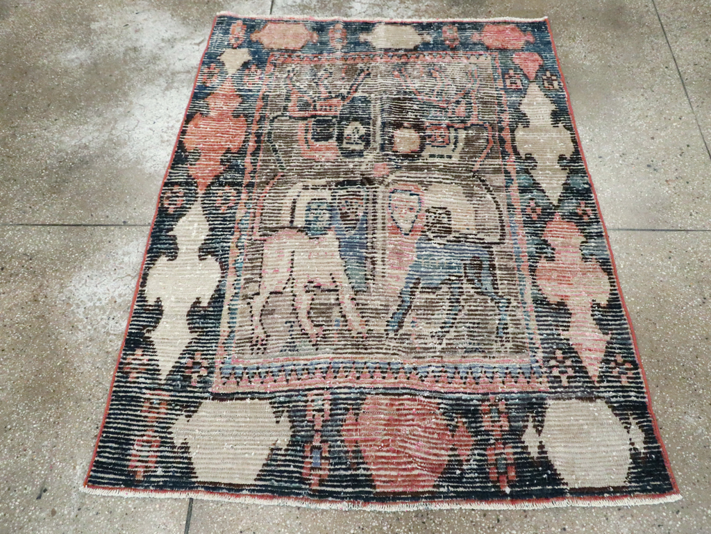Vintage Persian Pictorial Gabbeh Accent Rug, No.28435 - Gss