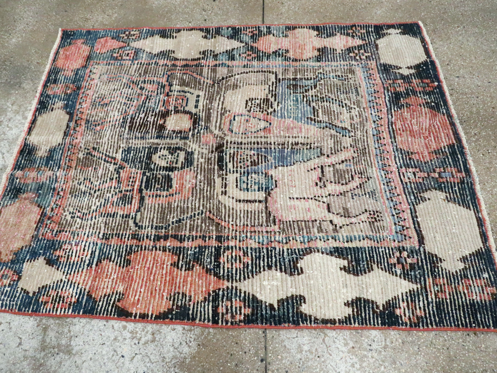 Vintage Persian Pictorial Gabbeh Accent Rug, No.28435 - Gss