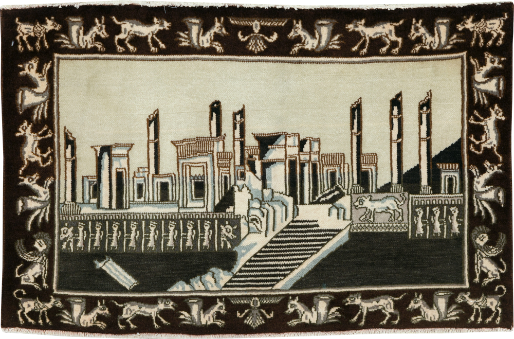 Vintage Persian Tabriz Pictorial Rug, No.28438 - Gss