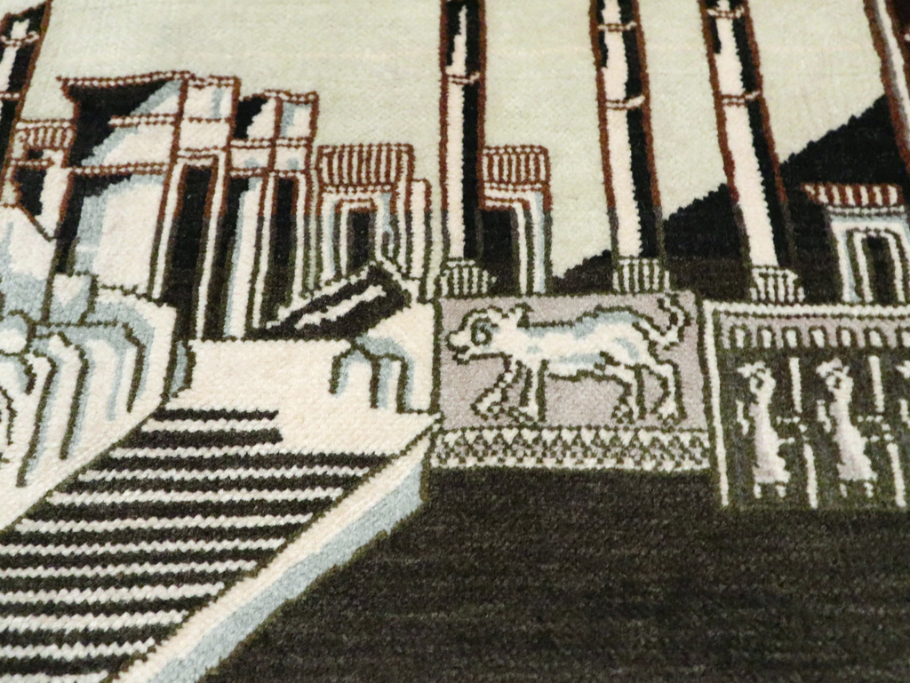 Vintage Persian Tabriz Pictorial Rug, No.28438 - Gss