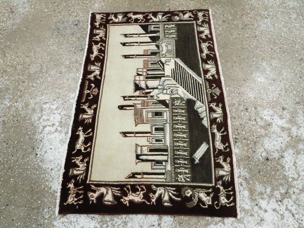 Vintage Persian Tabriz Pictorial Rug, No.28438 - Gss