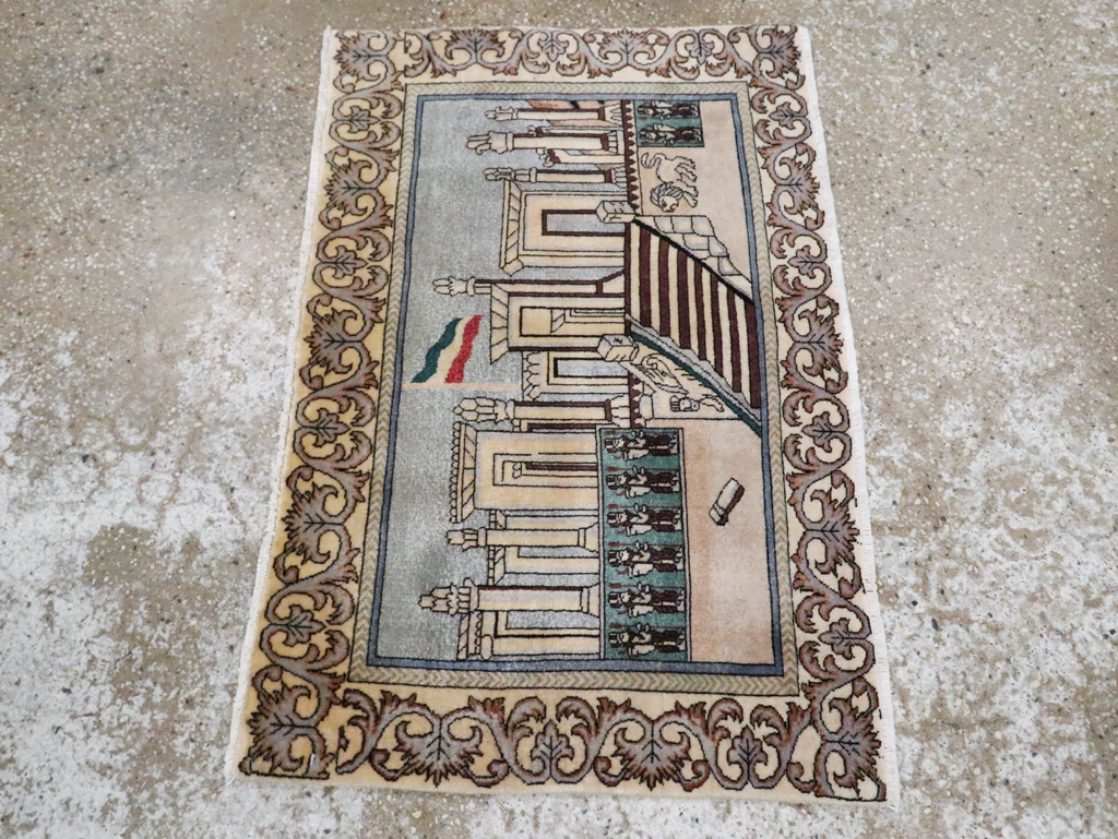 Vintage Persian Tabriz Pictorial Rug, No.28439 - Gss