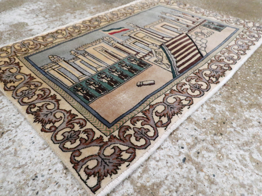 Vintage Persian Tabriz Pictorial Rug, No.28439 - Gss