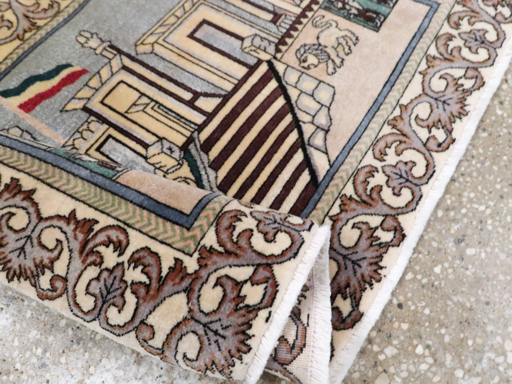 Vintage Persian Tabriz Pictorial Rug, No.28439 - Gss