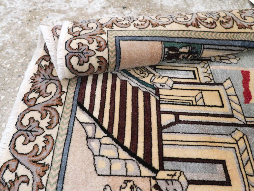 Vintage Persian Tabriz Pictorial Rug, No.28439 - Gss