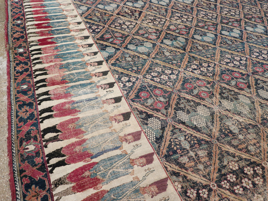 19th Century Antique Persian Joshegan Pictorial Large Carpet, No.28464 - Gss