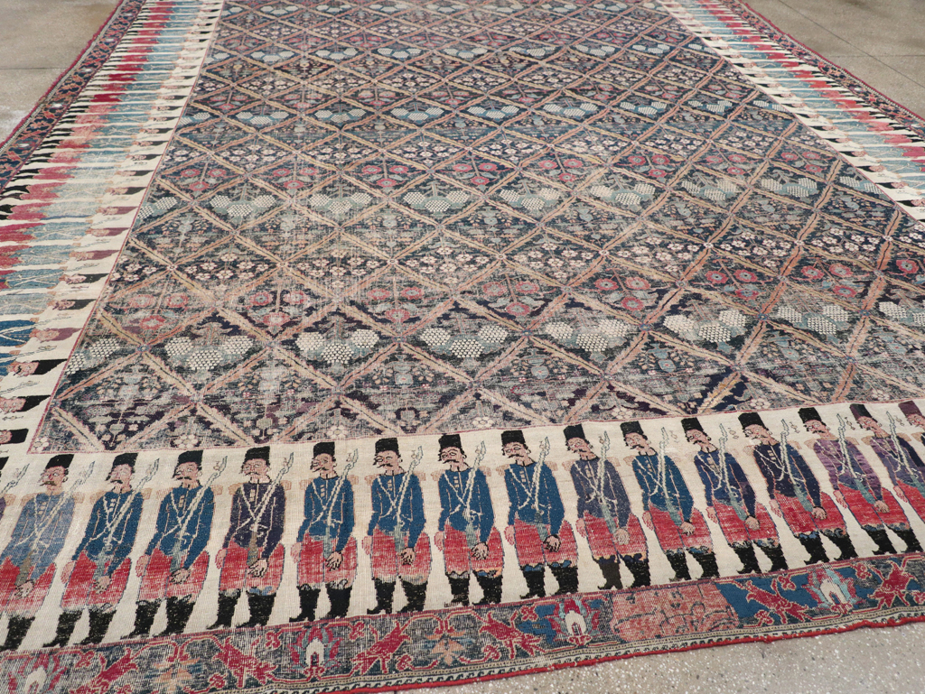 19th Century Antique Persian Joshegan Pictorial Large Carpet, No.28464 - Gss