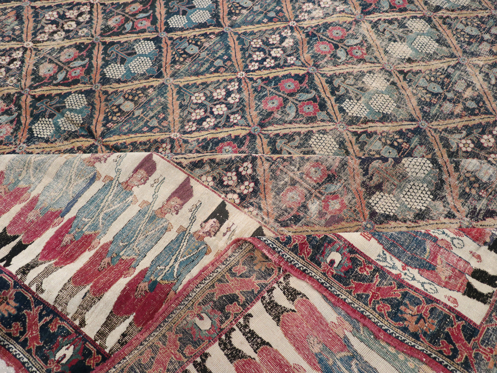 19th Century Antique Persian Joshegan Pictorial Large Carpet, No.28464 - Gss