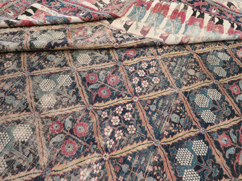 19th Century Antique Persian Joshegan Pictorial Large Carpet, No.28464 - Gss