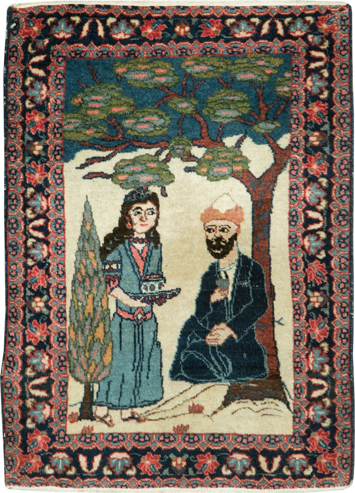 Antique Persian Tabriz Pictorial Rug, No.28475 - Gss