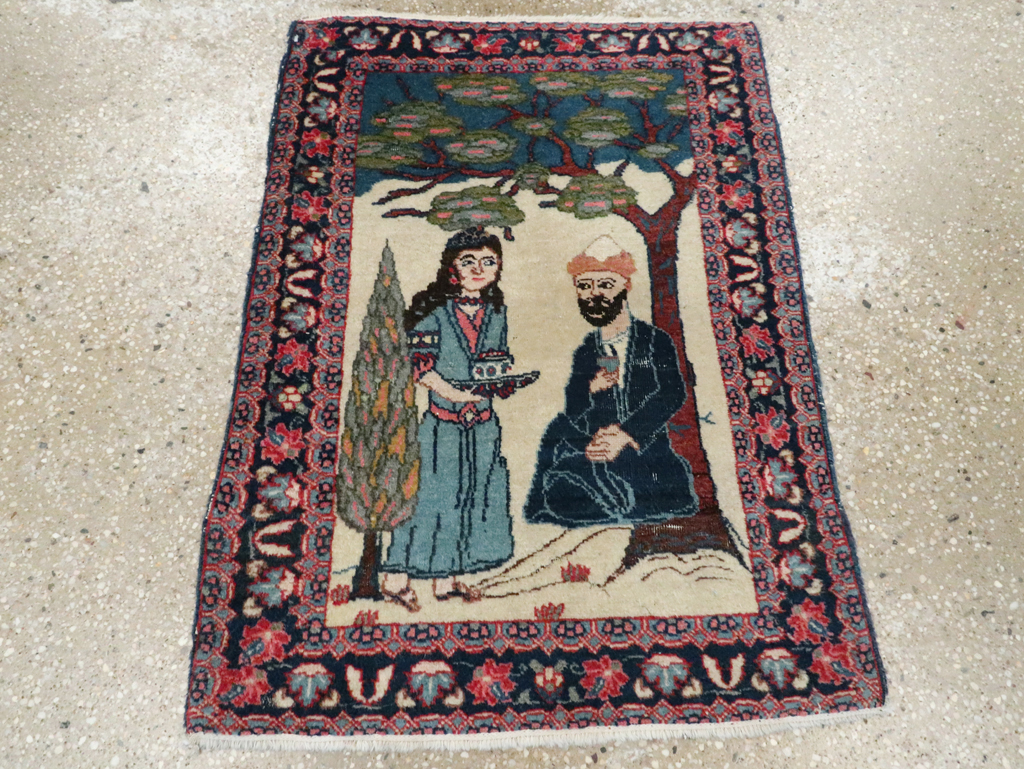 Antique Persian Tabriz Pictorial Rug, No.28475 - Gss