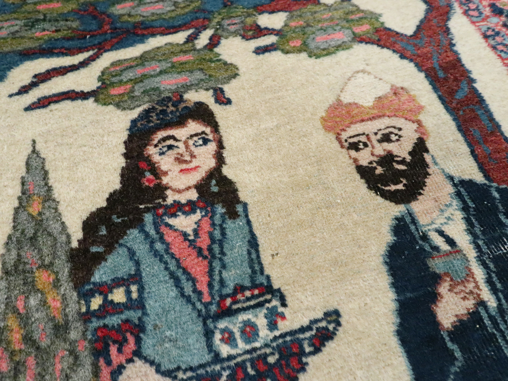 Antique Persian Tabriz Pictorial Rug, No.28475 - Gss