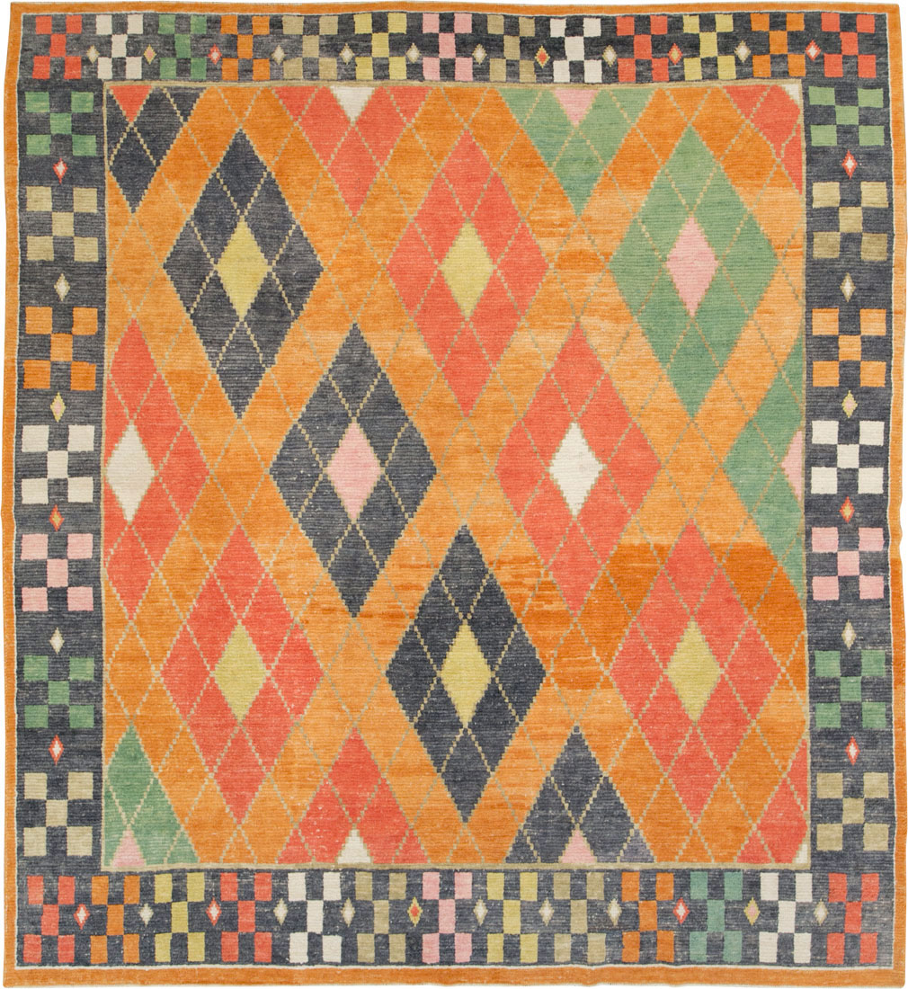 Contemporary Square Turkish Tulu Large Room Size Carpet, No.28485 - Gss